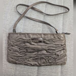 NWOT Michael Kors Webster metallic leather ruched convertible clutch